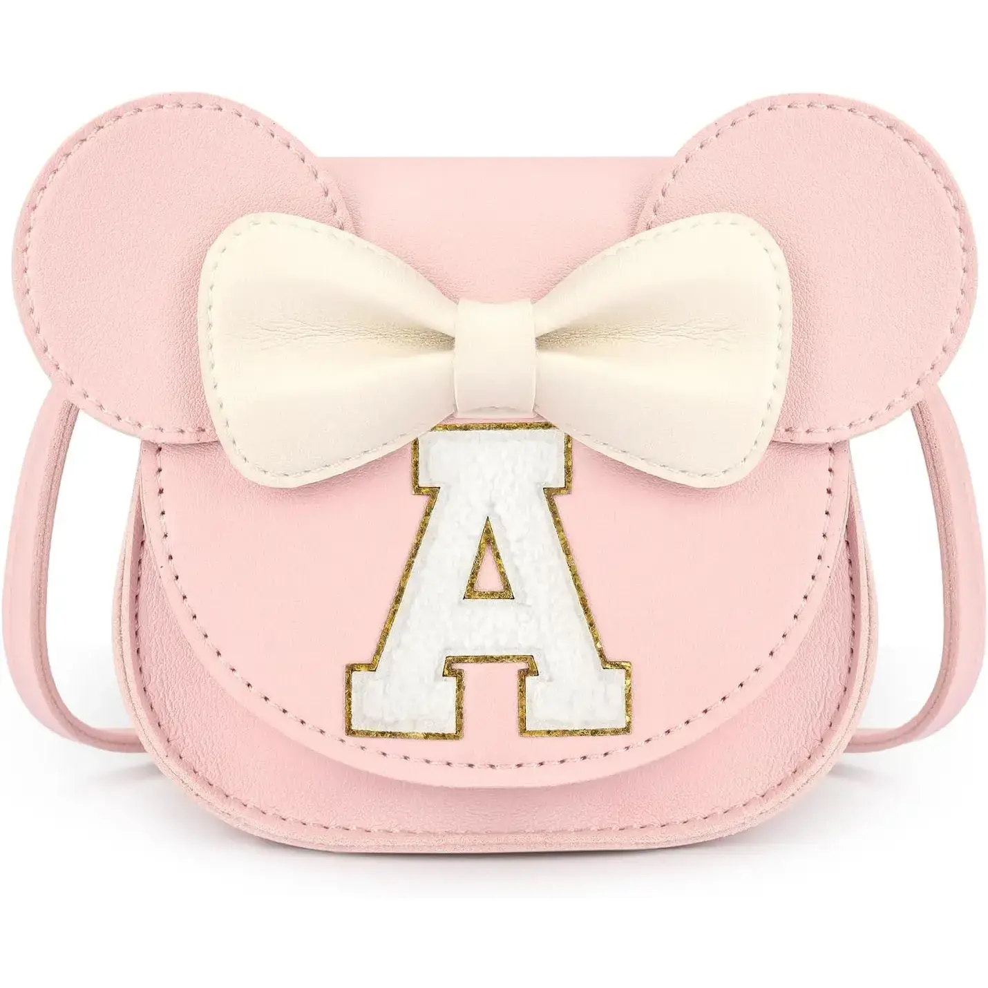 Suitable handbag gift for girls: Mini mouse-shaped handbag, a birthday gift for girls, with the letter "A" pattern.