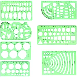 7 Pack Clear Plastic Circle Drawing Stencils Geometric Drafting Templates Drafting Tools for Studying Designing Architecture Drawing Supplies