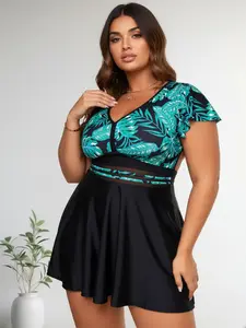 2026 New Style Ruffled Sleeve Swimsuit, Women's Slimming and Tummy-Control Vacation Bikini
