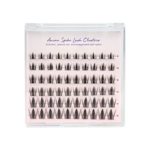 [RUBY VIBE CO] FoxEye Tapered Lash Clusters AS004, Anime Spike Design 60 Clusters 6 Rows, Lightweight Vegan Fiber