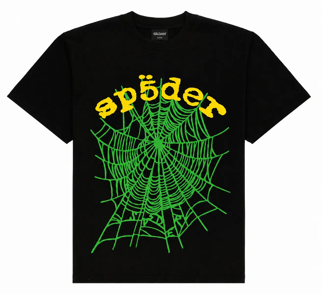 Sp5d3r Graphic T Shirt, Neon Spider Web Streetwear Tee, Gothic Casual Cotton Shirt, Unisex Vintage Fashion Top