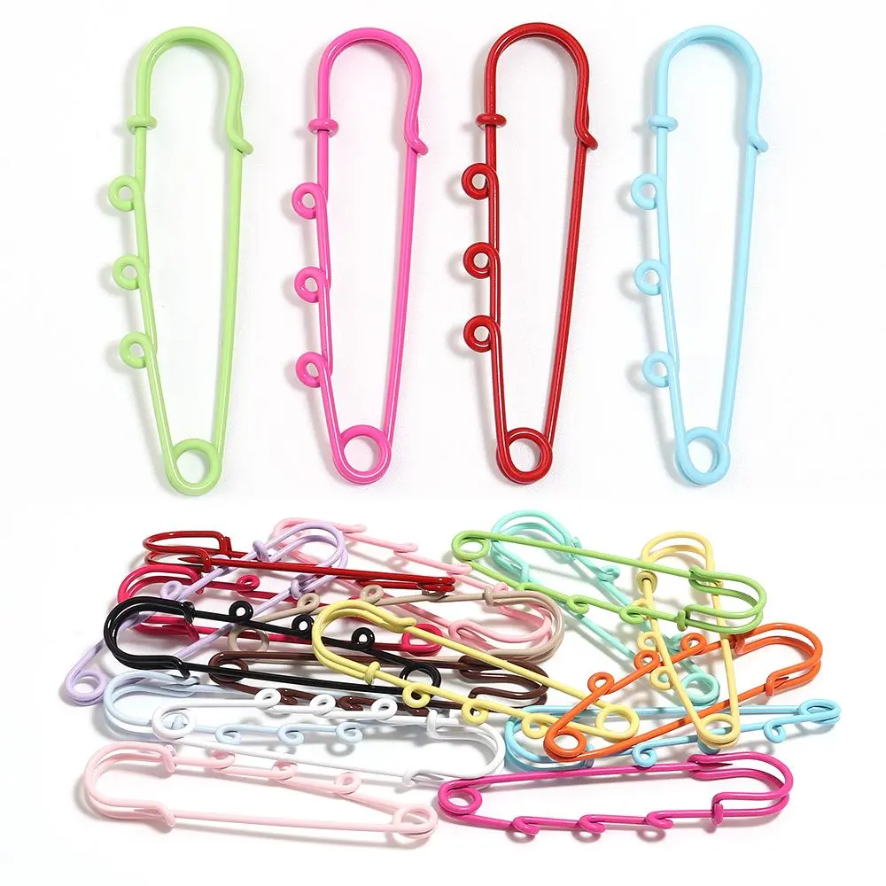 6pcs Safety Pins Brooch Blank Base Brooch Pins With 3 Loops Colorful Metal Pin DIY Brooch Charms For Jewelry Making Accessories