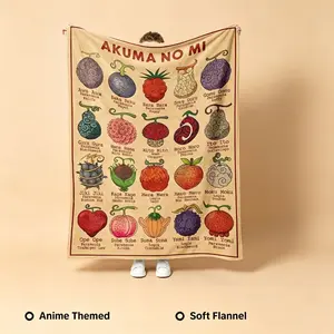 One Piece Demon Fruit Theme Flannel Blanket, Soft Warm Anime Style, Home Decor, Ideal for Fans, Daily Use, Gift Idea, Throw Blanket #GLOBAL PICKS