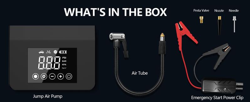 【Hieha】Portable Car Jump Starter, 4000A Car Battery Jump Starter with 150PSI Tire Inflator, 12V Car Battery Jump Starter, 15000mAh Power Bank, with LED Light 【嗨哈】便携式汽车搭电启动器,4000A汽车电池跳电启动器,配备150PSI轮胎充气器,12V汽车电池跳电启动器,15000mAh充电宝,带LED灯