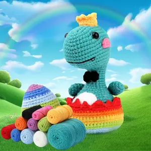 DIY Knitted Dinosaur Egg Material Pack, 1 Set DIY Crochet Material Pack, Decoration Ornaments, Educational Toy, Birthday and Holiday Gift