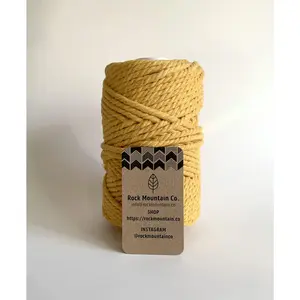 5mm 3 Ply Macrame Cord 3 Strand Twisted Cotton Craft Rope - Yellow Gold Fiber Art String