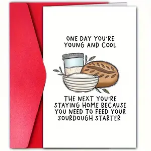 Humorous Birthday Card, Paper Material, Envelope Included, Suitable for Family Friends Colleagues, Unique Fermentation Starter Theme, Funny Dad Card