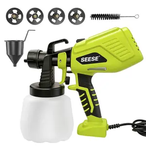 【MothersDayGift】SEESE Paint Sprayer,Equipped with a 1200ml Large-Capacity Spray Gun and Cleaning Accessories, Adjustable Flow Control, 4 Nozzles, and 3 Spray Modes. Easy to Clean and Suitable for Painting Furniture, Fences, Walls, Doors, Windows.
