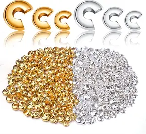 600pcs 3mm/4mm/5mm Crimp Bead Knot Covers Half Round Open Crimp Beads Crimp Bead Covers for DIY Jewelry Crafts Making