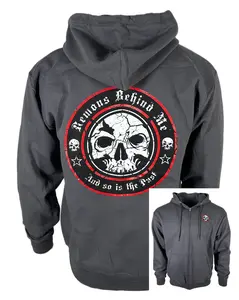 Unisex Red Ring Logo Charcoal Zip-Up Hoodie