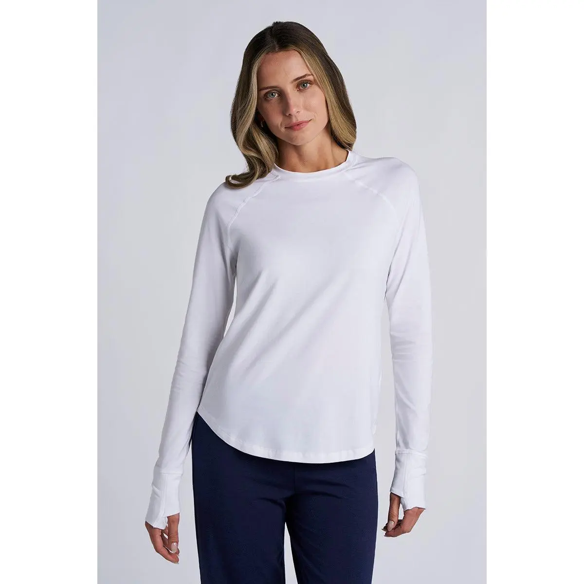 LumaLeo | Women's Long Sleeve T-Shirt with Thumbholes | White