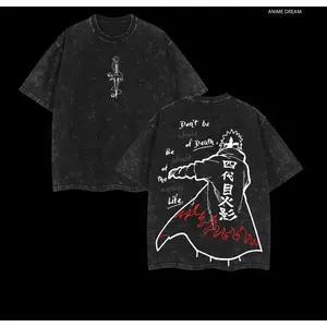 valentine shirts Namikaze Minato Naruto Anime Double Printed Vintage Washed Tee Unisex Oversize Anime Manga Washed Heavyweight Cotton T-shirt, Gift For Anime Fan, Anime Lover