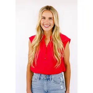 FINAL SALE!! Paloma Button Up Tank in Red