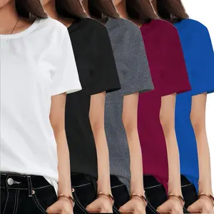 5-piece Women's T-shirt  Graphic Summer Top White Crew Neck Short Sleeve Fashion Tee for Women Womenswear Shortsleeve Streetwear Casual Style Tshirt Casual Outfits Women everyday  tops