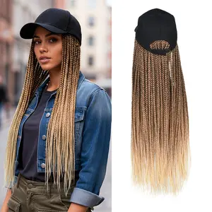 Ombre Braided Hair Wig Baseball Cap Wig Hat with Ombre Blonde Honey Blonde Color Braiding Hair for Woman Daily Outdoor Use
