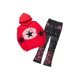 States 2.0 Red/Black Hoodie/Stacked Flare Jean Set