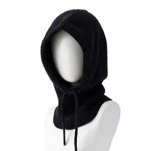 Thick Winter Knitted Hooded Caps Windproof Elastic Balaclava Hat Warm Insulation Breathable Beanies Cap