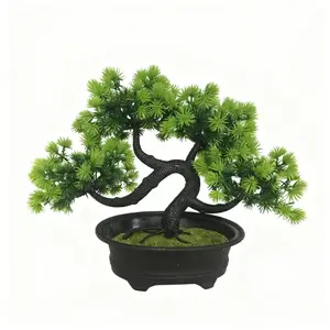 1pcs Fake Plants Small Artificial Bonsai Tree for Home Decor Living Room Bathroom Bookshelf Entryway Table Wall Shelf Modern Farmhouse Decor, Green