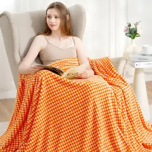 Fleece Throws for Couch Soft Throw Blanket Lightweight Decorative Fuzzy for Sofa Chair Bed (C-Orange, Throw(50"x60"))