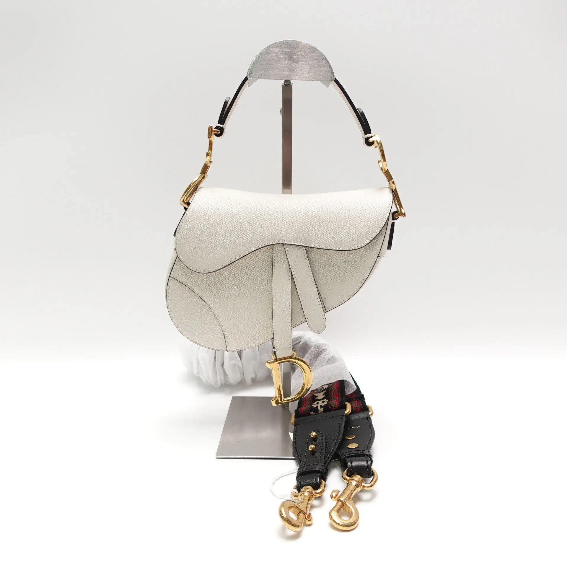 Pre-owned Dior leather Shoulder Bag White Saddle T10426805