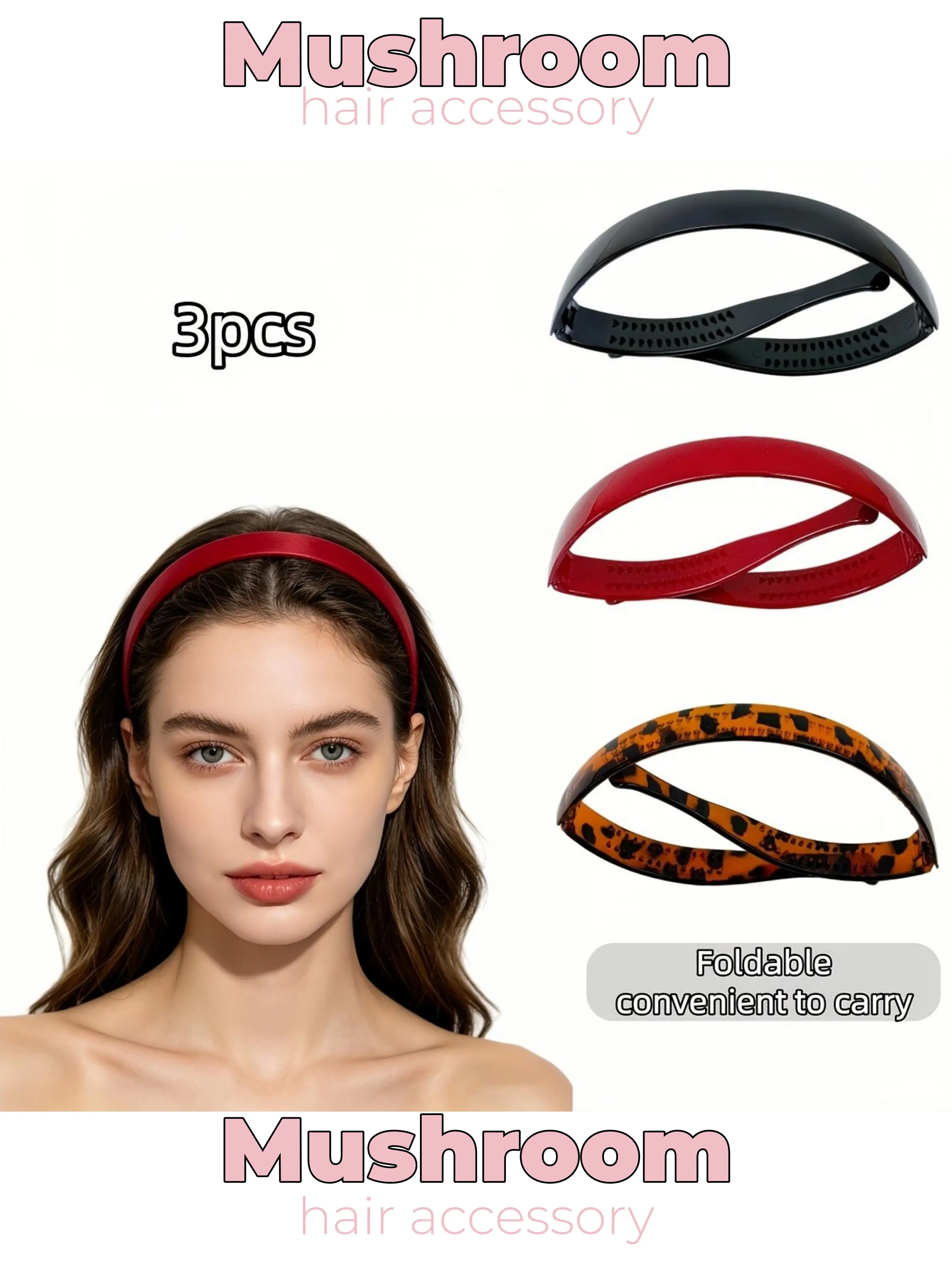 3pcs portable folding headband, durable anti slip headband, suitable for face washing and skincare, hair tidying, bangs fixation, unisex, essential for travel, suitable for daily makeup, hairstyle design, work, wedding parties, beach and photography
