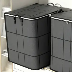 Foldable Wardrobe Storage Bag, Large Capacity Storage Box, Double Zipper Organizer with Handles, Ideal for Clothes, Quilts, Moving, Travel, Storage Pouches