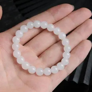 White Jade Bracelet 8mm Beads, Please Enter Live Streaming Room and Pick, White Jade Bangle Pairing Bracelet