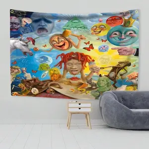 40in*60in Tapestry  Life's A Trip Rap Music Abstract Cartoon Art Design Tapestry Color Wall Hanging Flag Modern Music Art Tapestry Banner Gift Hen Decoration Multicolor