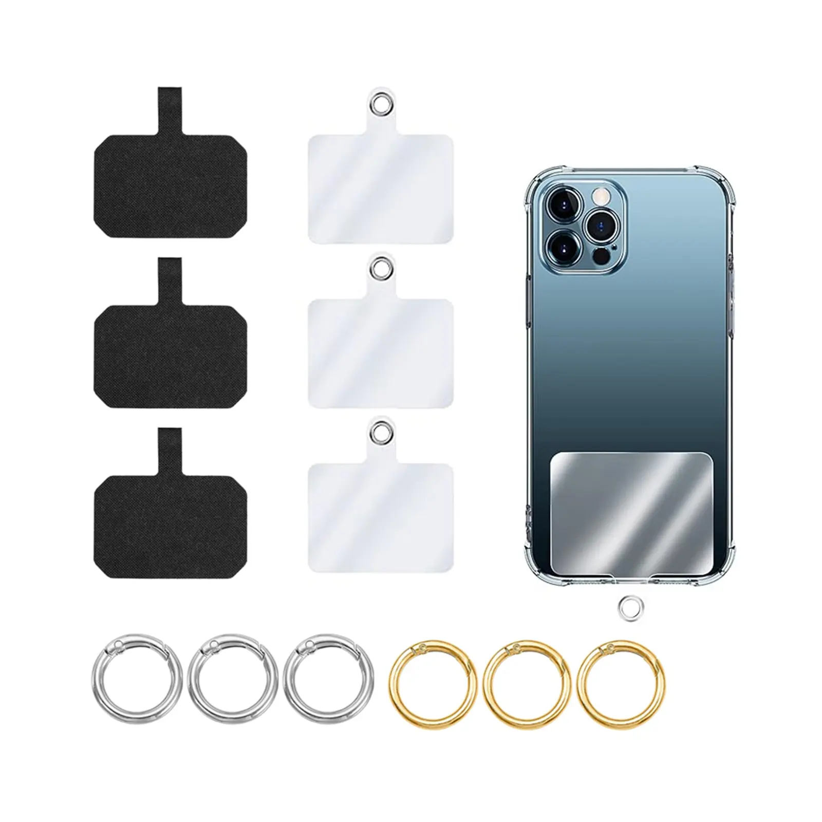Phone Strap Repair Kit - 6 Pcs Tether Tabs with Metal Clip, Universal Anti-Drop Replacement for iPhone Samsung All Cellphones, Fix Broken Lanyard Protection