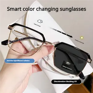 CYK-Smart Progressive Reading Glasses with Photochromic Lenses, Auto Zoom Multi-Focus Technology, UV Protection & Blue Light Blocking, Indoor Clear & Outdoor Sunglasses, Unisex Modern Youthful Style