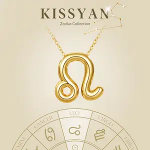 KissYan Zodiac Necklace, 14K Gold Plated Bubble Constellation Horoscope Sign Pendant Astrology Jewelry Birthday Gifts for Women