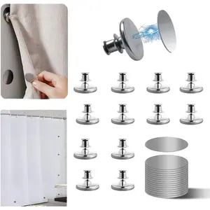 10-Pack Magnetic Shower Curtain Clips - Light-Blocking & Windproof Design - Includes Self-Adhesive Patches - Secures Liner to Wall -