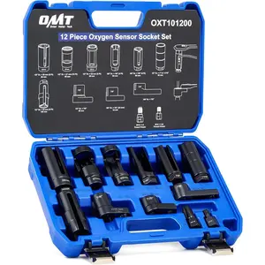 Orion Motor Tech 12pc Oxygen Sensor Socket Set, O2 Sensor Removal Tool and Thread Chaser Set with 22mm 27mm 29mm 7/8" 1-1/16" Sockets 1/2" 3/8" Drive, for Oil Pressure Vacuum Thermal Oxygen Sensors