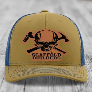 Scaffold Builders - Leather Patch Hat - Rawhide to Black Patch - Richardson 112 Snapback Trucker Hat