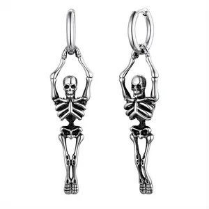 Exaggerated Skeleton Bone Earrings Vintage Gothic Style Drop Earrings Cool Streetwear Accessories