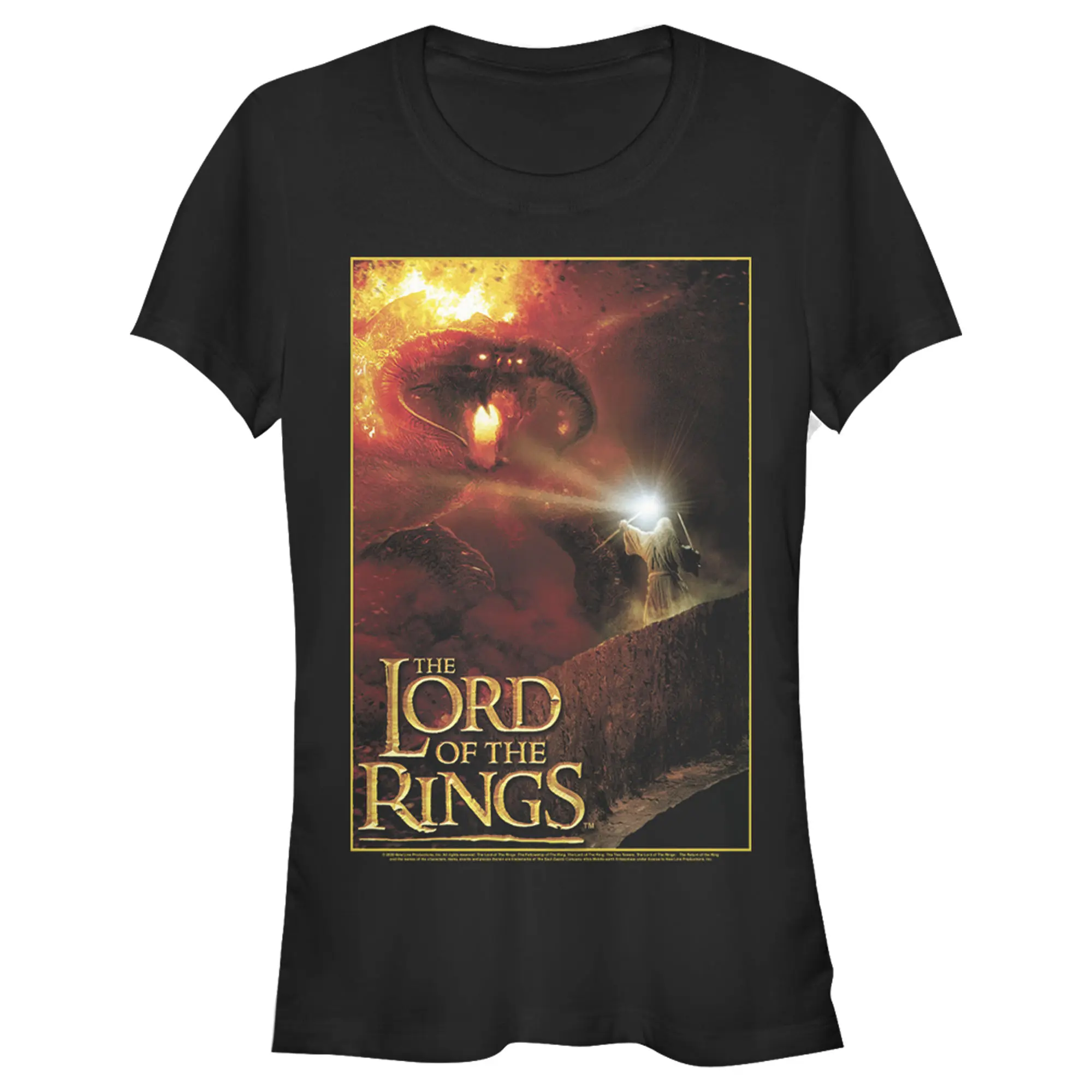 Juniors Womens Lord of the Rings Fellowship of the Ring Gandalf and the Balrog T-Shirt