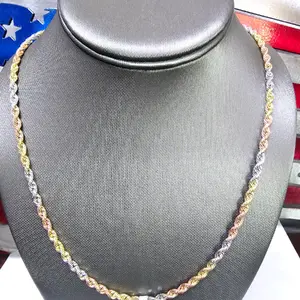 14k Tri Color Rope Chain