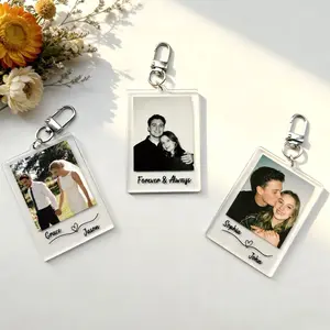 Personalized Photo Keychain with Custom Message, Couple Gift for Boyfriend Girlfriend, Valentine’s Day Love Keyring