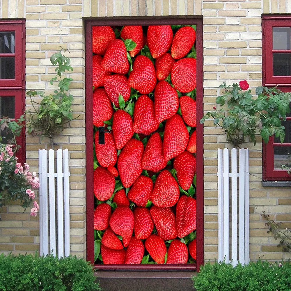2pcs   Strawberry Pattern Decorative Wall Stickers Self Adhesive Removable PVC Material for Living Room Bedroom Kids Room Wall Decoration Fruit Theme Home Decor Stickers Waterproof Wear Resistant Eco