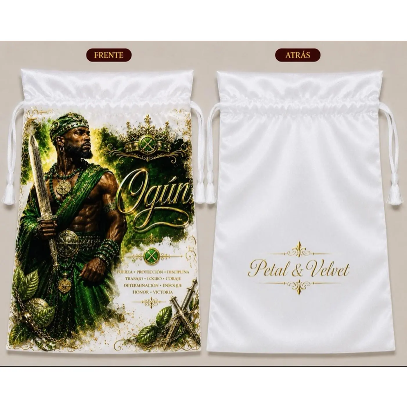 Petal & Velvet Custom Orisha Design Bag for Spiritual Items Jewelry Accessories Reusable Lightweight High-Quality Print