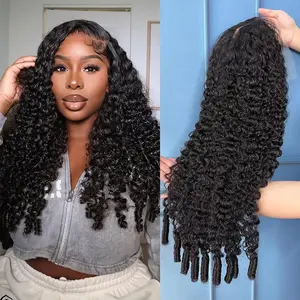 Burmese Curly Glueless Wigs Human Hair Pre Plucked Pre Cut 200% Density Drawstring Wig Human Hair 13x6 HD Lace Wear and Go Glueless Wig for Women Natural Color 30 Inch