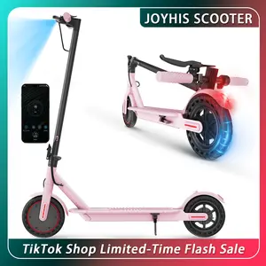 [Women's Gift] JOYHIS Pink Electric Scooter - Maximum load capacity 265 lbs | 8.5-inch anti-slip tires | Portable and foldable for car trunk storage | Top speed 19 mph | Powerful 350-watt motor | LED lights for nighttime riding