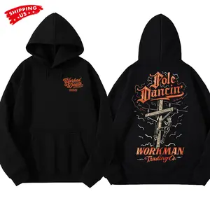 Pole Dancin Lineman Hoodie, Utility Pole Climbing Worker Graphic, Workman Trading Co Graphic Hoodie for Electricians & Linemen, Funny Gift for Blue Collar Workers