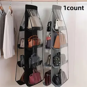 Hanging Bag Organizer, 1 Count 8-pockets Hanging Bag Storage Rack, Space Saving Bag Holder, Pouch Holder, Home Organizer for Closet, Wardrobe, Bedroom, Living Room