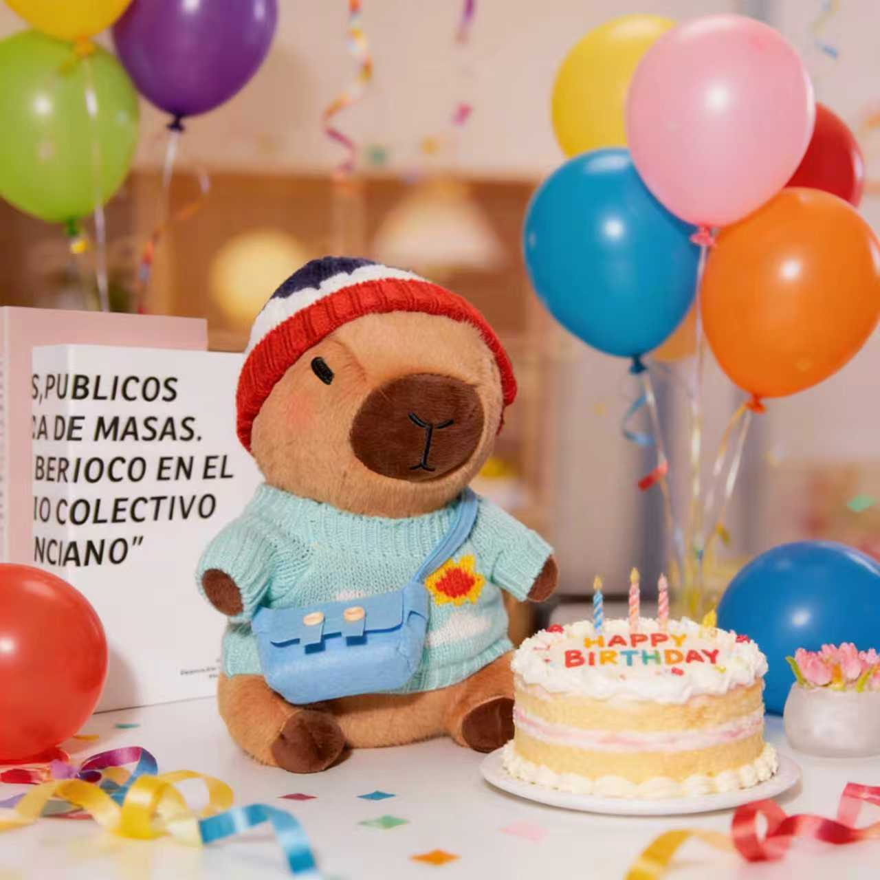 10.2 Inch Dress-Up Capybara Plush animals with Outfit Accessories, Cute Capybara Stuffed Doll with Hats, Sweaters, Bags and Bandana, Soft Gift Plush for Room Decor