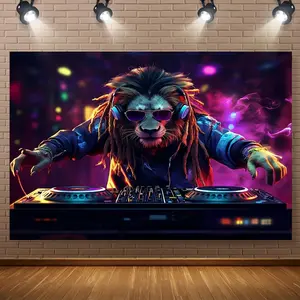 1pc 2D Flat Blacklight Reactive Neon Wall Art - Vibrant Party Backdrop & Photo Background, Polyester, Multicolor, Neon Signs for Wall Decor, Vacation Travel, Wall Hanging, Ai2