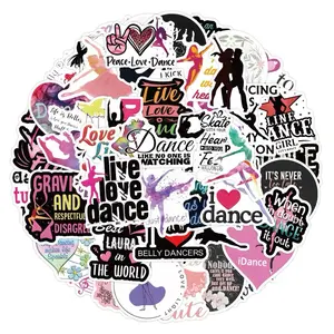 60 pcs I Love Dance Stickers Decals for Laptops Phones Phone Case Scooter Consoles Walls Luggage Case Books Journal Peace Love Dance Design