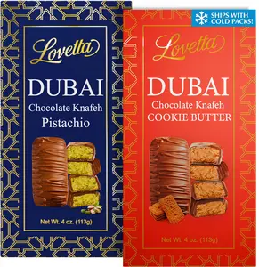 Lovetta Dubai Chocolate Bar Variety Pack, Pistachio & Cookie Butter Knafeh - Luxury Rich Milk Chocolate, Individually Wrapped Fresh, Premium Pistachio Cream & Cookie Butter Kataifi Filling