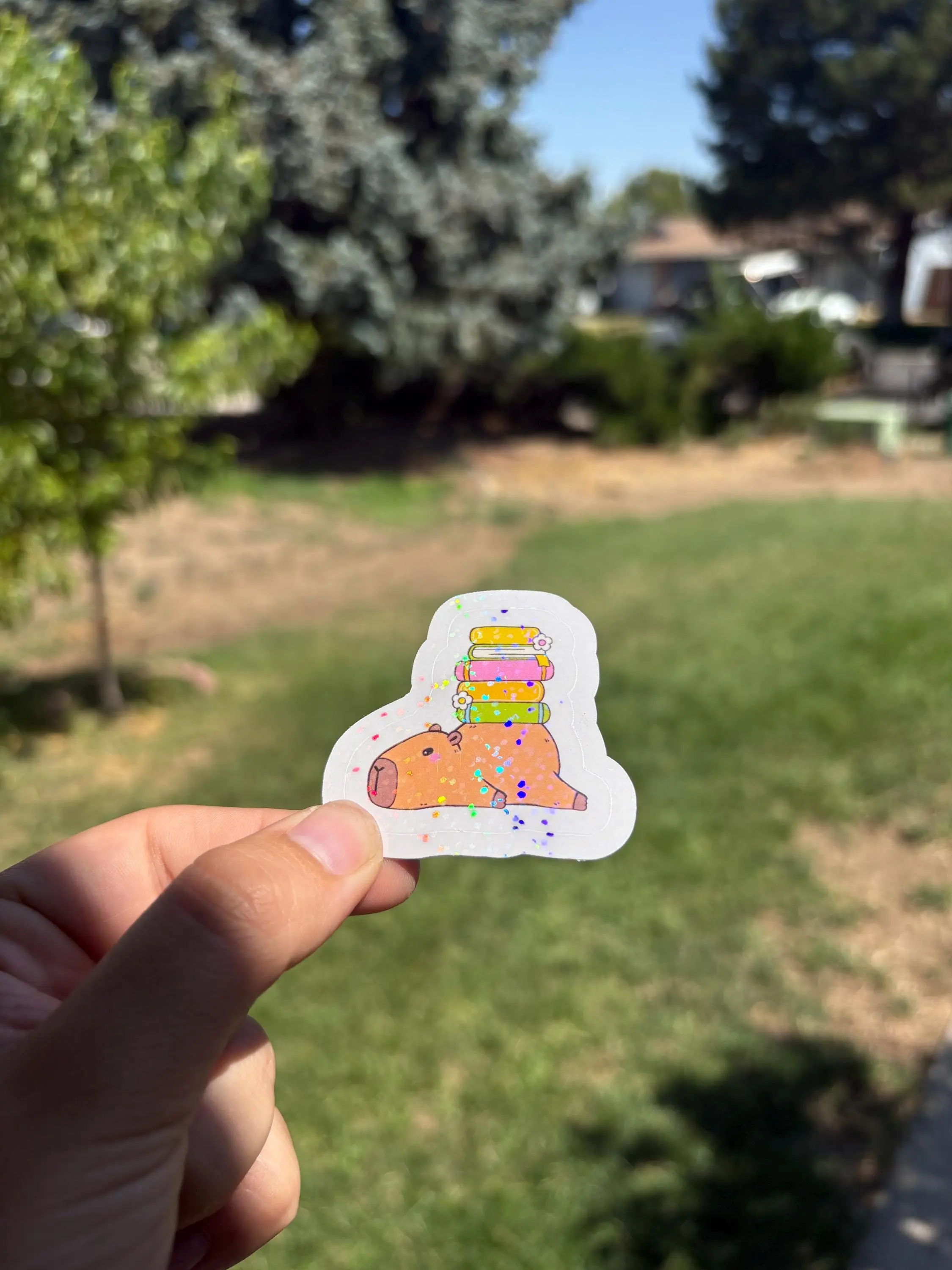 Capybara Reading Sticker - Waterproof Vinyl Decal for Book Lovers, Kindle, Laptop, Water Bottle - Bookish Booktok Gift