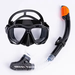 Snorkeling equipment two-piece set, snorkeling tube & diving mask set, two-way exhaust hole, mirror surface does not fog, mirror belt length can be adjusted, snorkeling mask diving mask